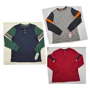 Cat & Jack Boys Henley Bundle 3 Youth Large 12-14 Colorblock Striped New